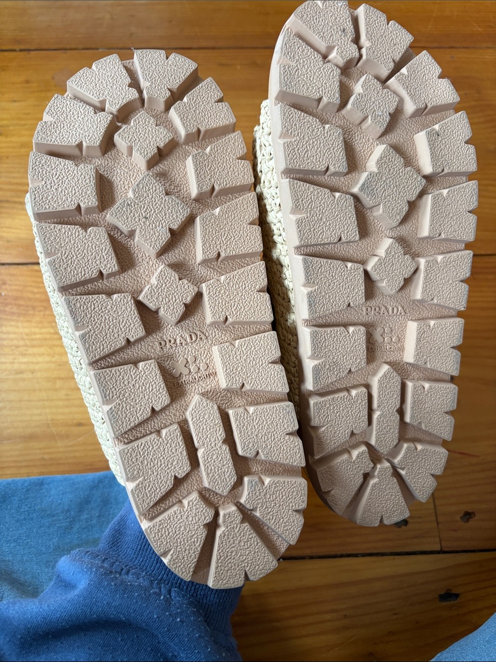 Prada Beige Raffia Double-Strap Slide Sandals - Picture 3 of 6